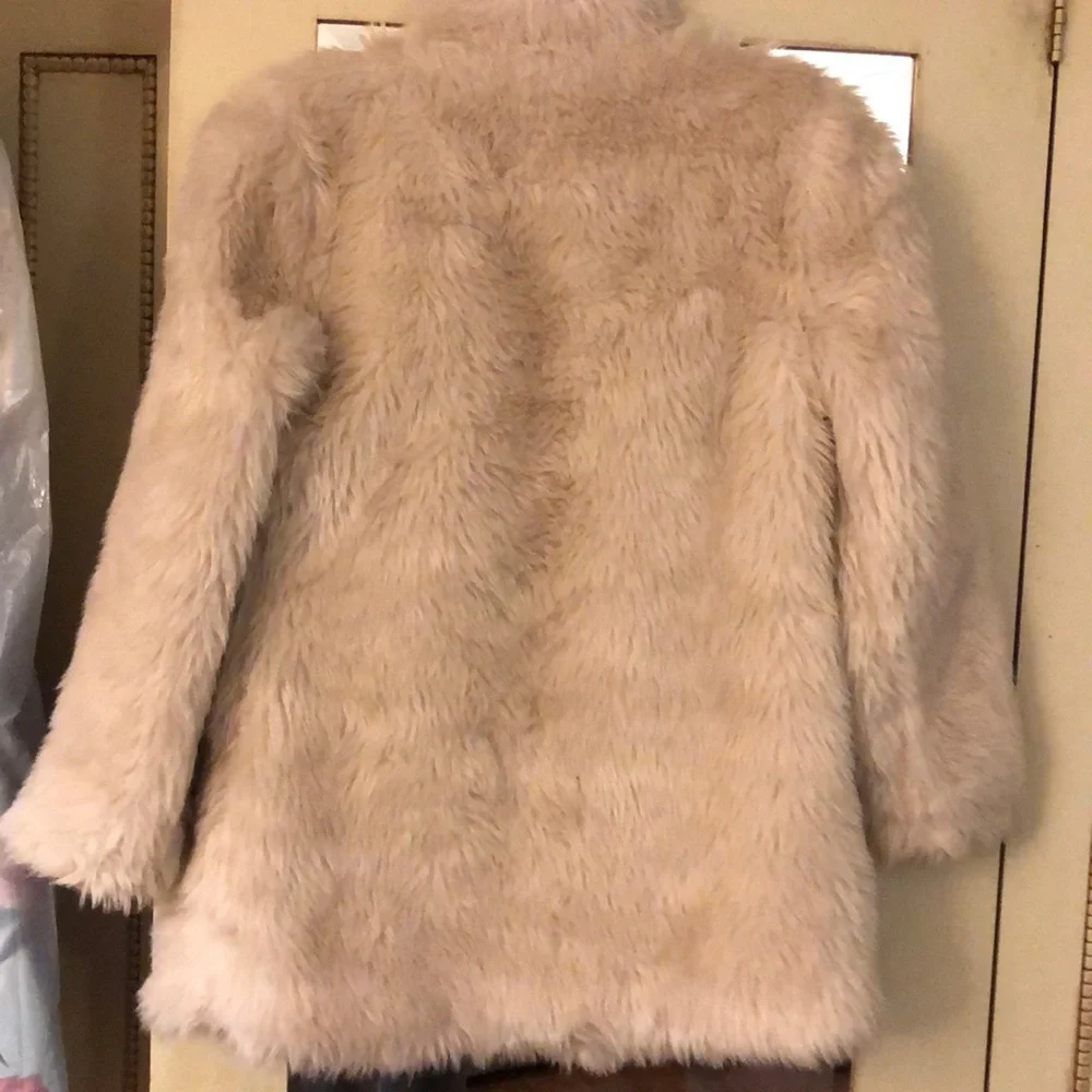Girls' Cream Faux Fur Pea Coat